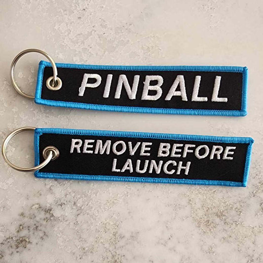 Pinball Key Tag - Black, Blue & White