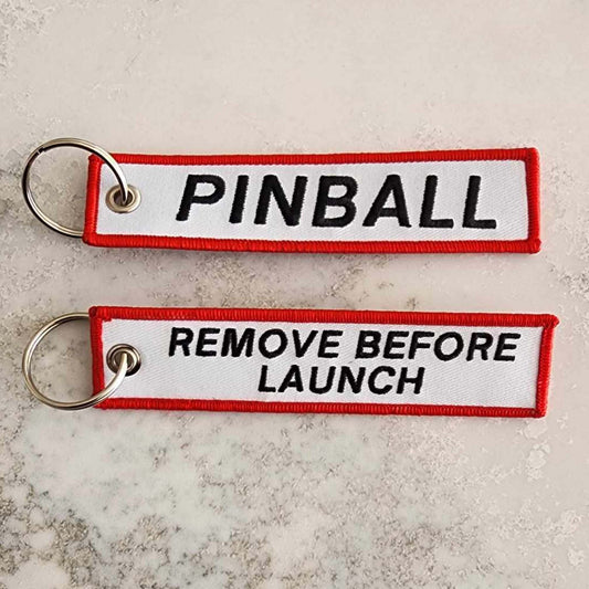 Pinball Key Tag - White, Black & Red